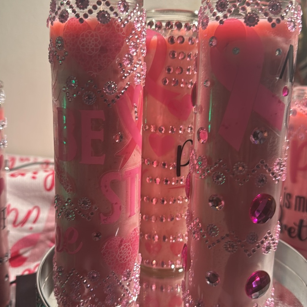 BREAST CANCER AWARENESS BLINGED OUT CANDLES TO REMEMBER OUR LOVED ONES💗🎀🎗️ 🥊 - Picture 9 of 11